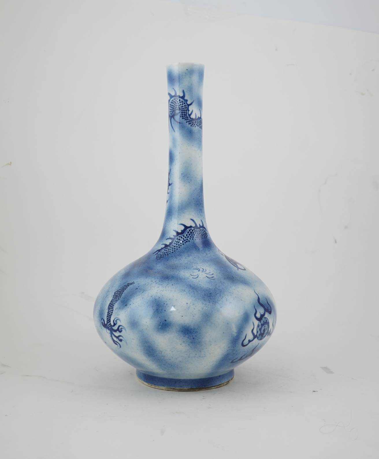 A Chinese blue and white ‘dragon’ bottle vase, 19th century